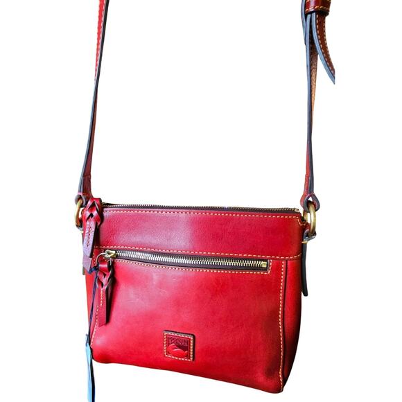NWT Dooney and Bourke Florentine Allison RED Vachetta Leather Crossbody $278 - Picture 3 of 16